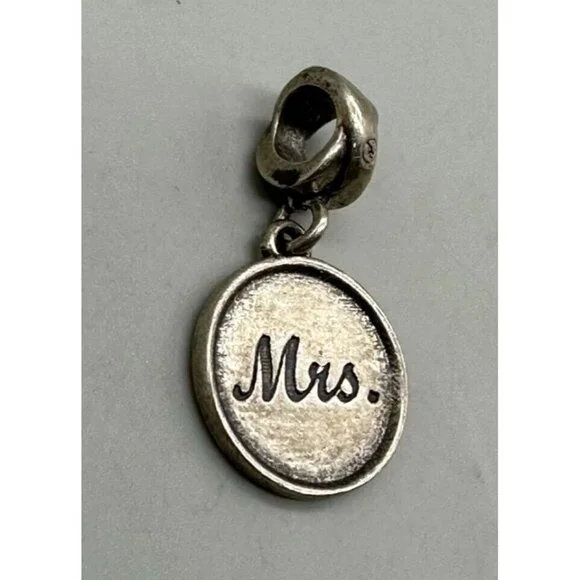 "Mrs" Bridal Charm 925 Sterling Silver Dangle Wedding Gift 1 in - Picture 3 of 10